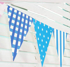 Electomania  Set of 3 Party Bunting Flags Banner for Kids Room, Play School Decoration, Birthday Party (Blue)