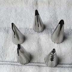 Stainless Steel Russian Tulip Icing Piping Nozzles for Cake Decoration (Silver) - Set of 5