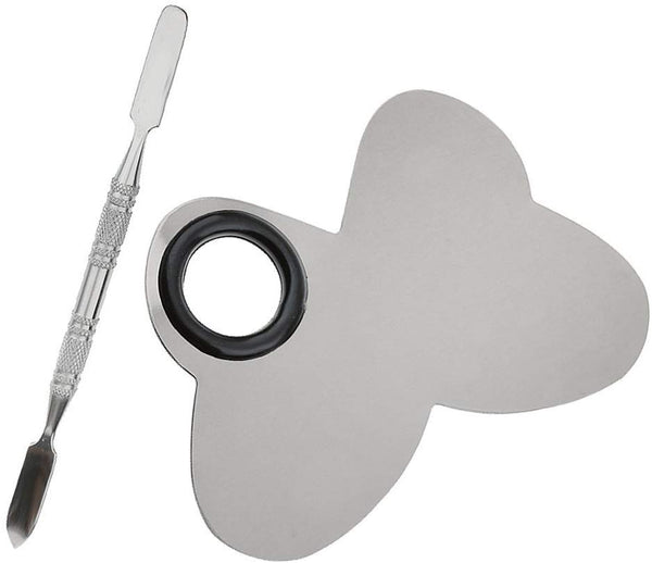 Electomania Stainless Steel Cosmetic Makeup Palette Spatula Mixing Tool 2 pieces in 1 Set (Silvery)