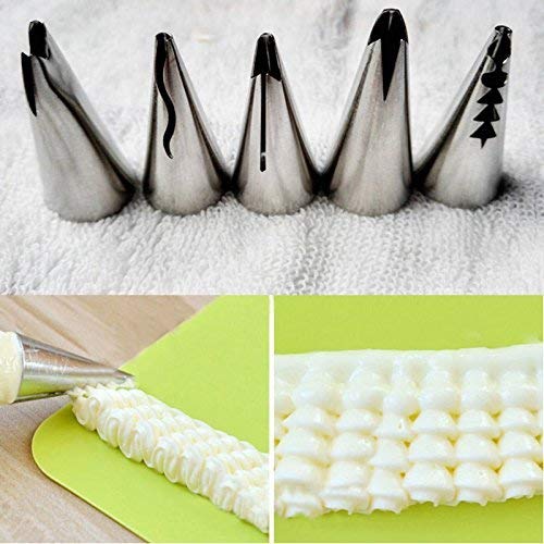 Stainless Steel Russian Tulip Icing Piping Nozzles for Cake Decoration (Silver) - Set of 5