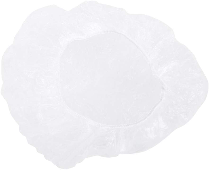 Electomania 100 Pieces in 1 Set Clear Disposable Plastic Shower Caps Large Elastic Thick Bath Cap For Women Spa,Home Use,Hotel and Hair Salon
