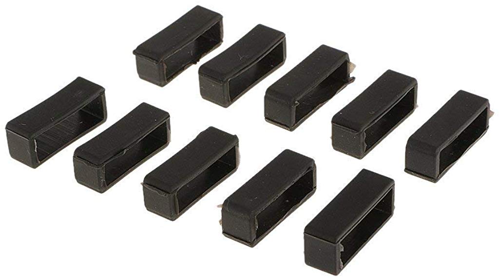 Electomania Replacement Keeper Looped Rubber Watch Band Strap End Holder -Set of 10 Pieces (Black, 22 mm)