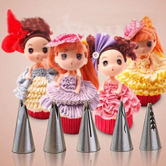 Stainless Steel Russian Tulip Icing Piping Nozzles for Cake Decoration (Silver) - Set of 5
