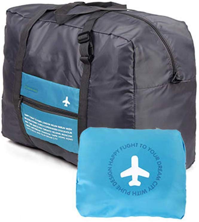 Electomania  Polyester Fiber Blue and Grey Foldable Big Easy Carry-on Travel Handbag Luggage