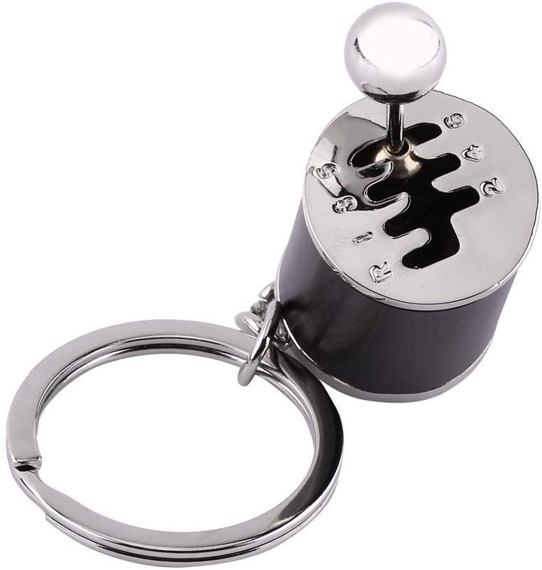 Electomania Creative Keychain Shifter Keychain Six-Speed Gear Stick Knob Gearbox Key Ring Metal Key Chain Gift (Black)