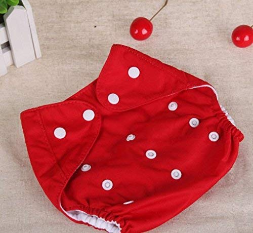 Electomania  2 Piece diapers suitable for children aged 0-2 years old washable adjustable diaper pants-Red