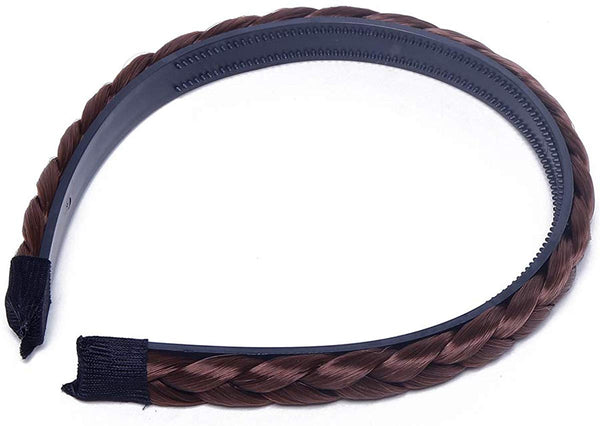 Electomania Headband Braid Hair Band Hair Piece Plaited Hair Band For Women （Dark brown)