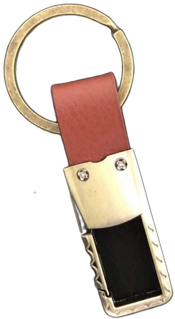 Electomania Men's Golden Hook Keychain Brown Leather Key Chain