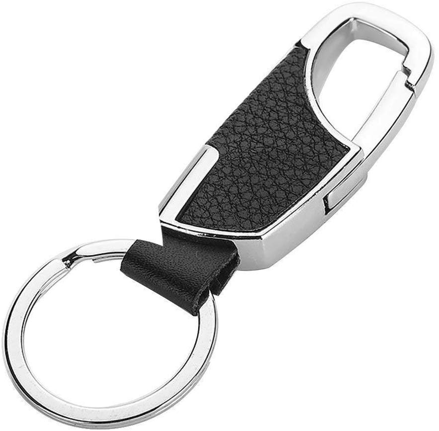 Electomania Black and Silver Alloy Metal Key Ring Holder Car Keychain