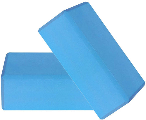 Electomania Yoga Brick Block EVA Foam Block to Support and Deepen Poses, Improve Strength and Aid Balance and Flexibility 2 in 1 Set (Blue)