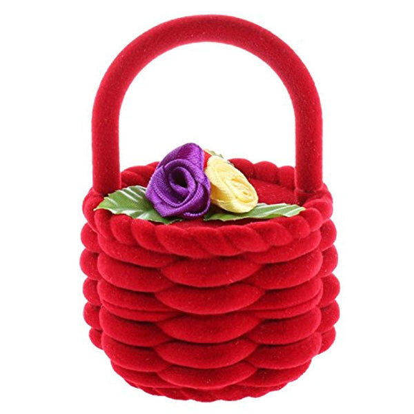 Electomania Fashion Velvet Rose Flower Jewellery Basket (Red)