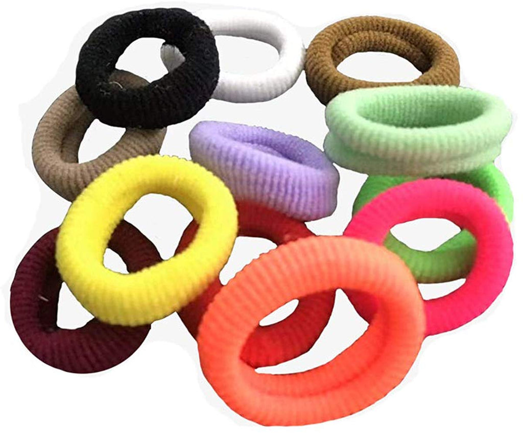 Electomania Elastic Cotton Stretch Girl Hair Ties Bands Headband Durable Hair Accessories Ponytail Holder Stretching Rubber Bands (12 pcs Multicolor)