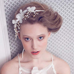 Electomania Pearl Bead Flower Headwear Women's Hair Bridal Handmade Accessories (White)