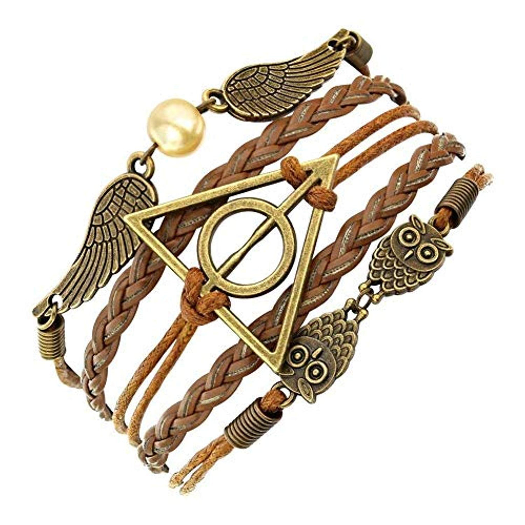 Electomania Brown Cortex Deathly Hallows Snitch Owl Fashion Bracelet for Men and Women