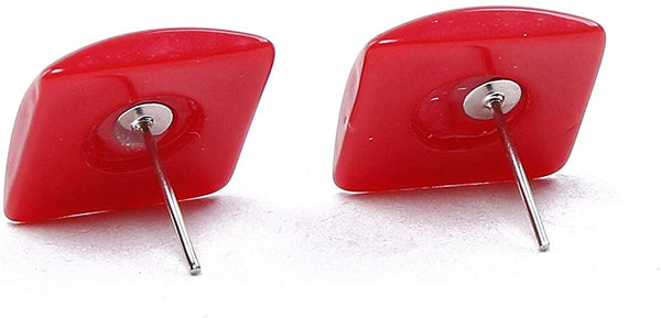 Electomania Multi-Colour Square Plastic Stud Earrings For Girls And Women(Combo of 6 Pairs)