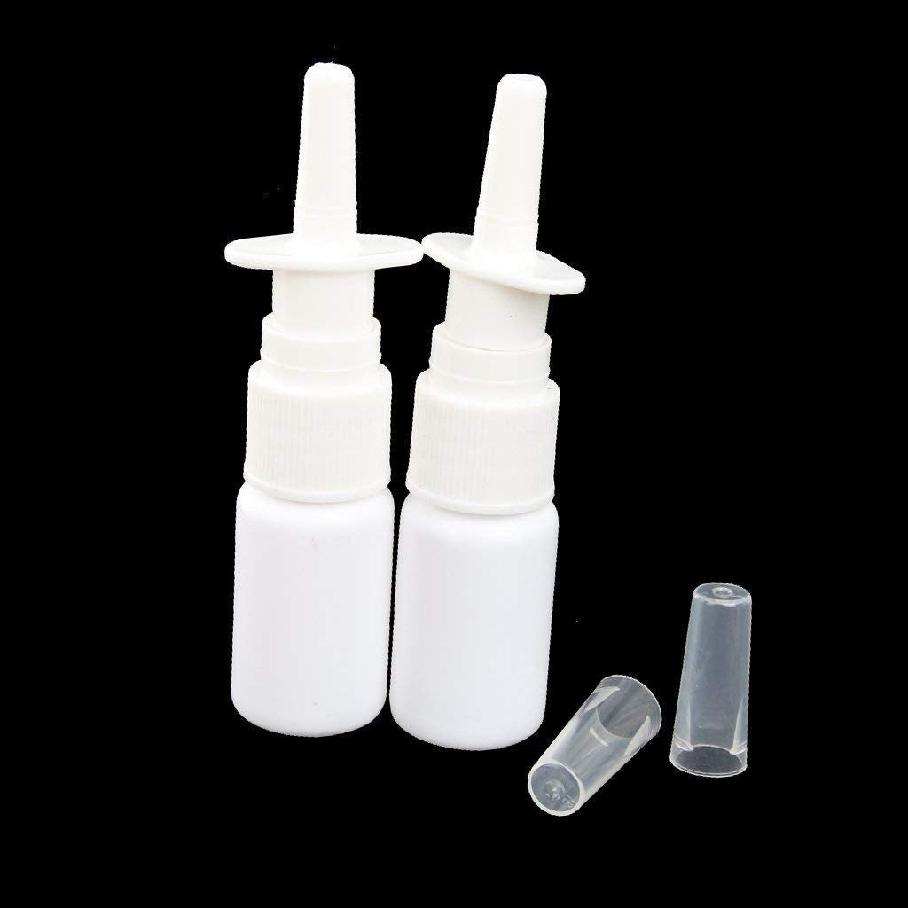 Electomania 2pcs 10ML Empty Plastic Nasal Fine Mist Spray Bottle Pump Sprayer with Cap-White