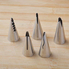 Stainless Steel Russian Tulip Icing Piping Nozzles for Cake Decoration (Silver) - Set of 5
