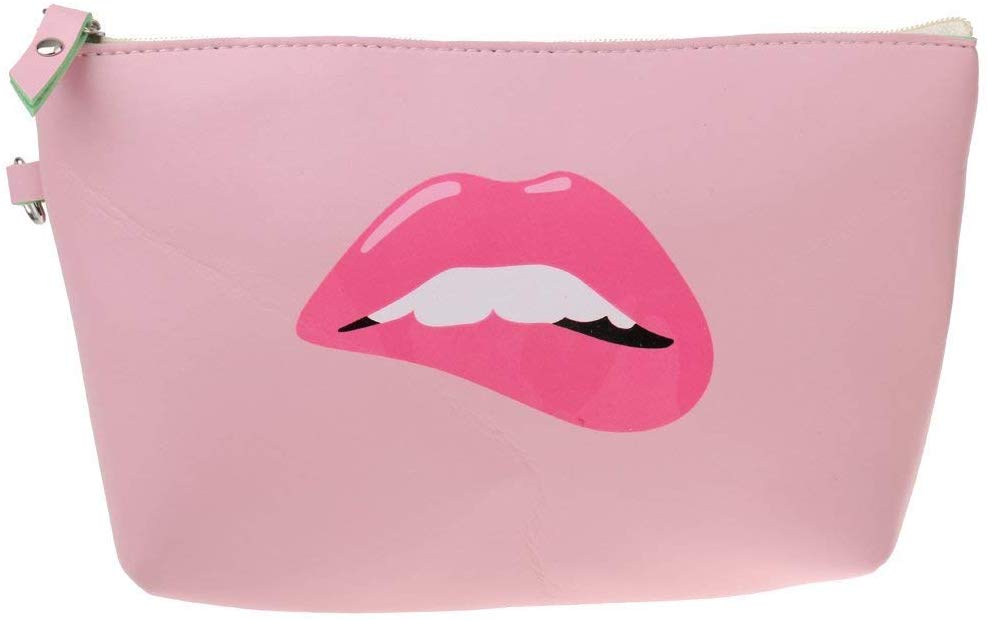Electomania Hot Lip Big Eyes Design Makeup Cosmetic Bag Travel Pouch (Pink)