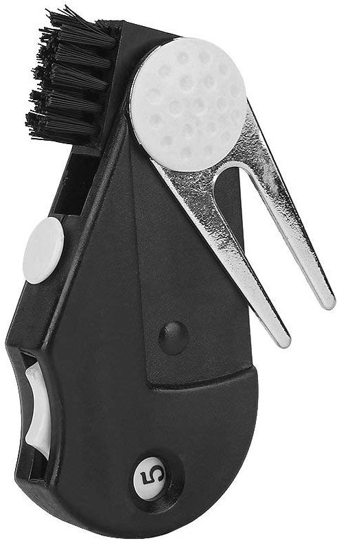 Electomania  5 inch Pocket Golf Multi Functional Tool Kit Divot Tool Groove Cleaner Brush Ball Marker Score Counter （Multicolour）