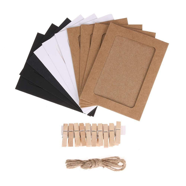 Electomania Set 6inch Hanging Album Clip Kraft Paper Photo Frame 10 in 1 Set (Random Color)
