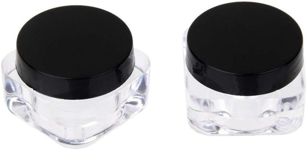 Electomania Plastic Cosmetic Empty Jar Pot Eyeshadow Makeup Face Cream Container (Black) 2 Pieces