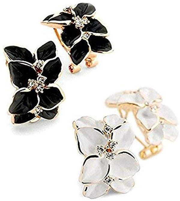 Electomania Fashion Jewellery Summer Special Stylish Fancy Party Wear Earrings for Girls and Women 2 Pairs (Black+White)