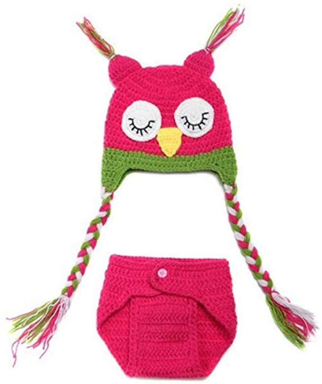 Electomania Baby Owl Design Crochet Clothing Beautiful Costume Photography Props (Shorts and Hat) (2 in 1)