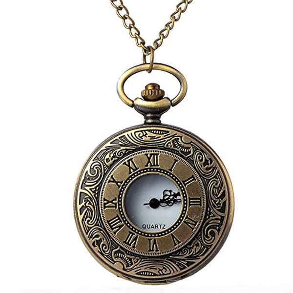Electomania Bronze Carve Necklace Pocket Watch For Women/Men/Girls/Boys
