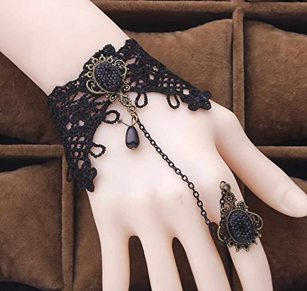 Yalice Rhinestone Finger Bracelet Ring Black Crystal India | Ubuy