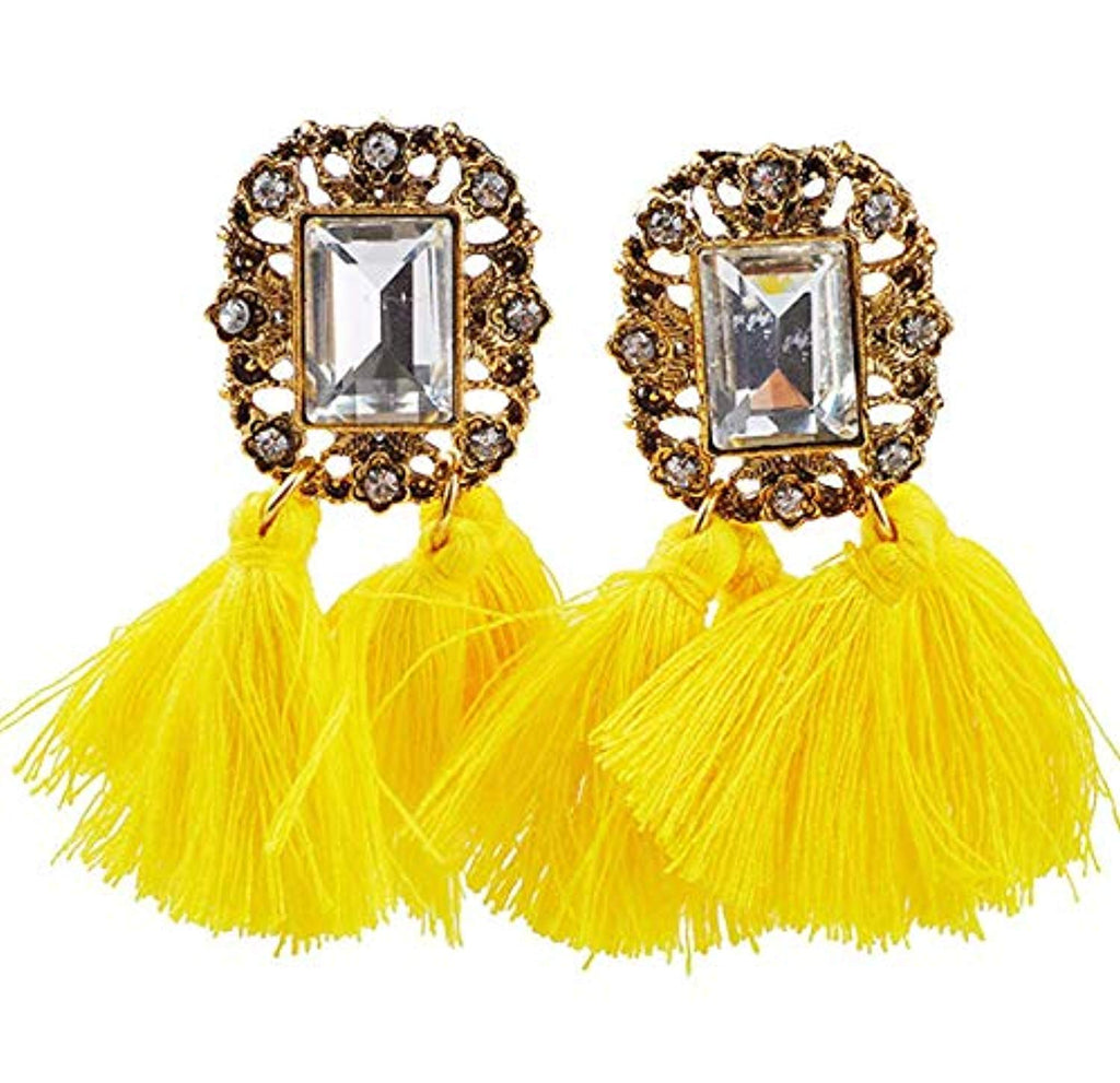 Electomania Bohemian Tassel Stylish Fancy Party Wear Earrings for Women & Girls 1 Pair (Yellow)