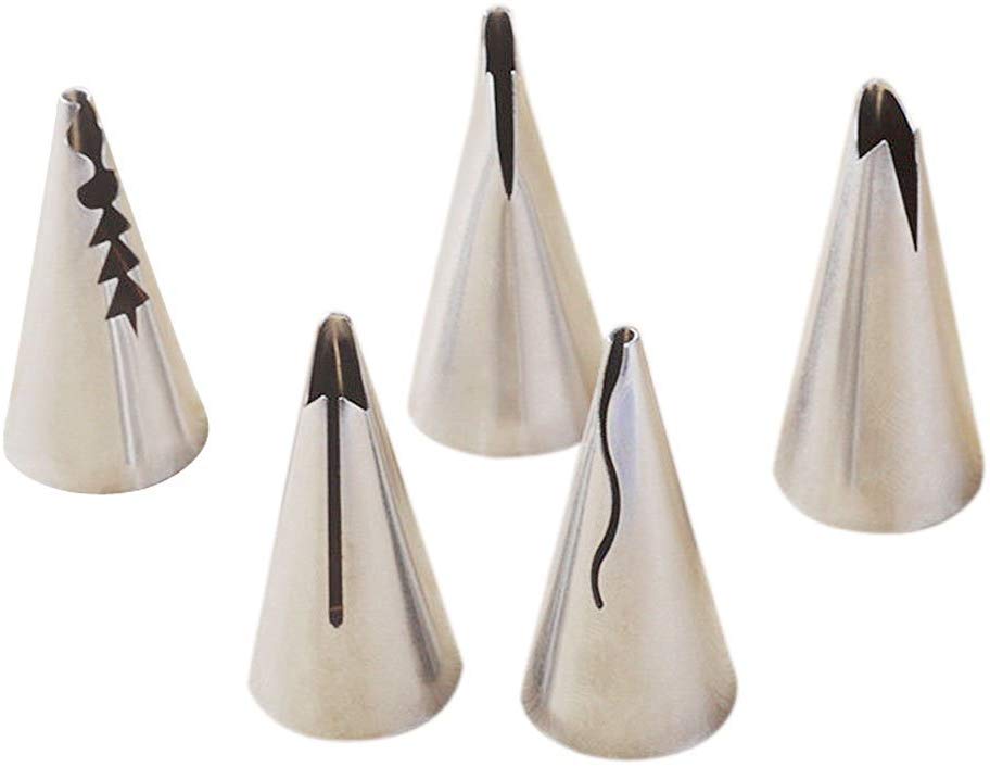 Stainless Steel Russian Tulip Icing Piping Nozzles for Cake Decoration (Silver) - Set of 5
