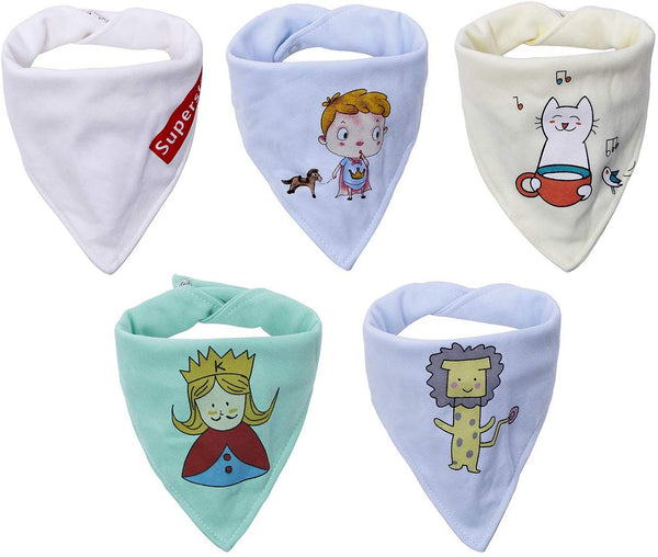 Electomania Multicolor Bandana Bibs - Baby Drool Bibs 5 in 1 Set