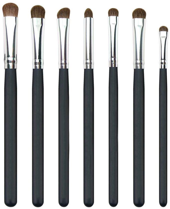 Electomania Goat Hair Eyeshadow Brushes (Black and Silver, 124) - Set of 7