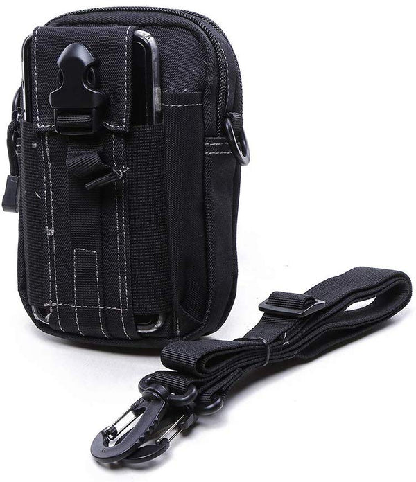 Electomania Water Resistant Outdoor Sport Travel Pouch Belt Waist Phone Bag Case Pack Money Pocket attachments (Black)
