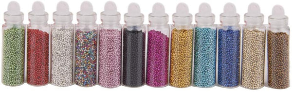 Electomania  12 Bottles Multicolor Glitter Beads Tips Nail Art Decoration (Multicolor)