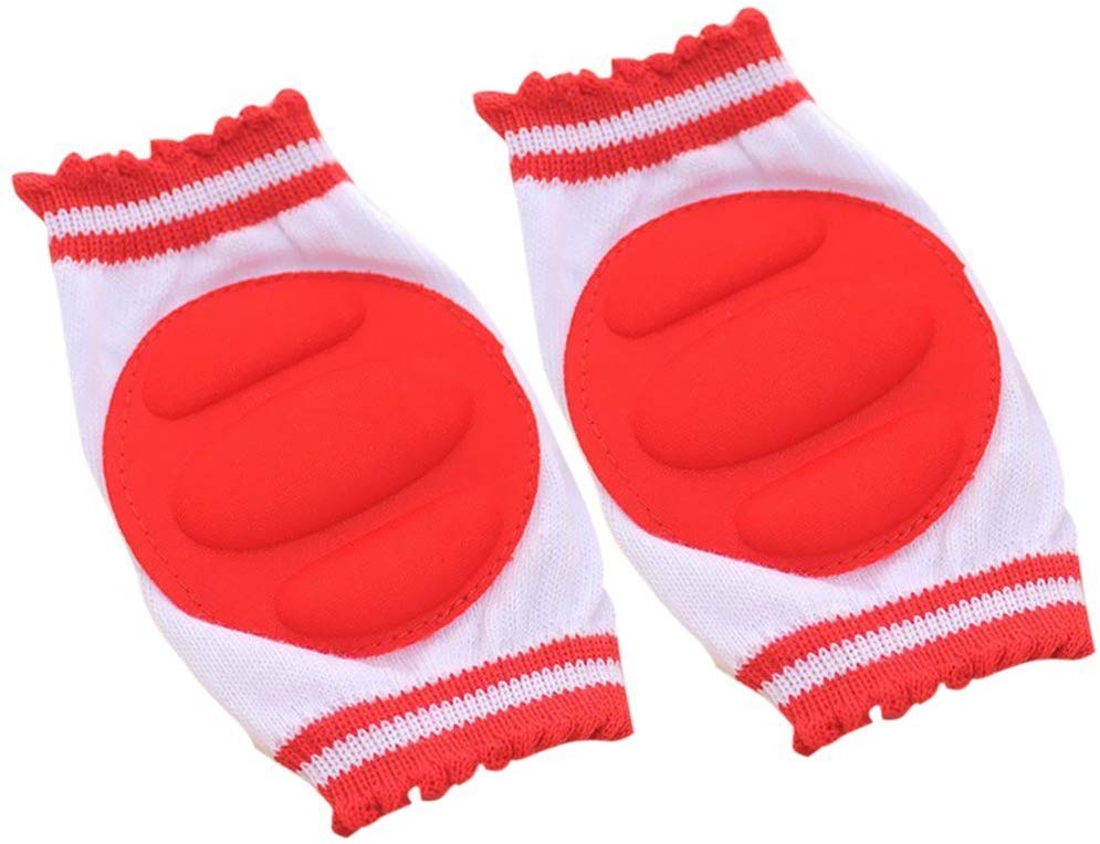 Electomania  1 Pair Toddler Baby Kneepads Infant Knee Elbow Pads Crawling Safety Protector Breathable Elastic Unisex (Red)