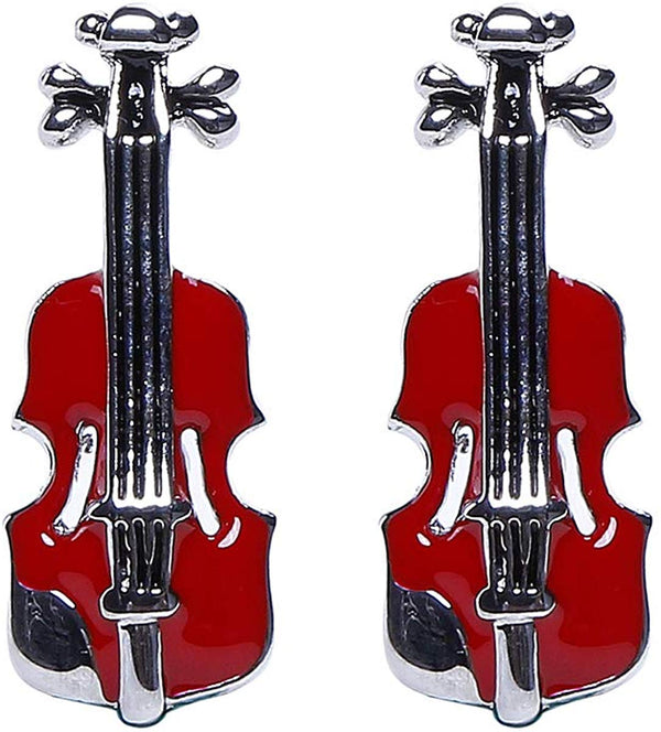 Electomania  Cufflinks for Men Red Violin Shape Cufflinks French Shirt Cuff Cufflinks Clothing Accesories for Business Wedding