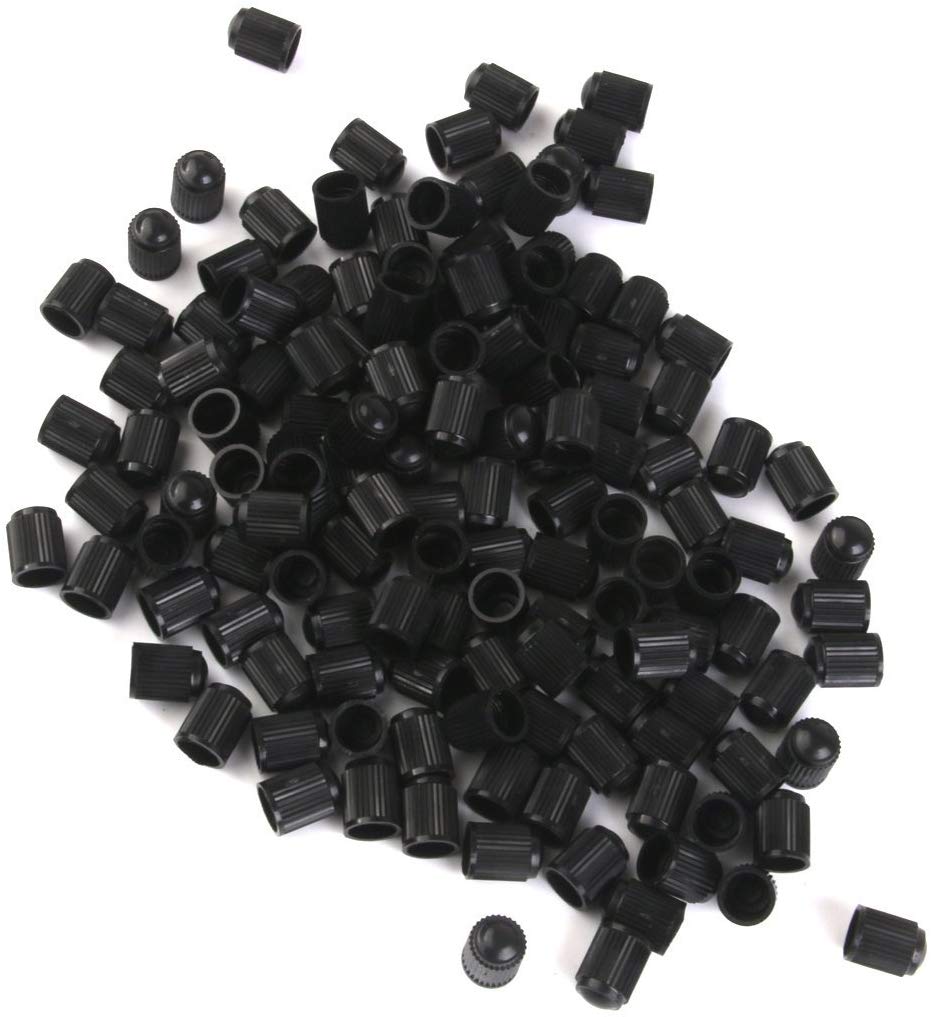 Electomania  200pcs Motorcyle Bike Bicycle Tyre Tire Valve Dust Plastic Cap Cover Black