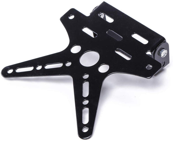 Electomania Motorcycle Number License Plate Adjustable Aluminum Alloy Holder Mount Bracket (Black)