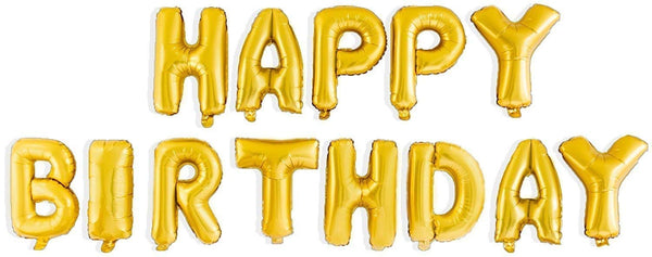 Electomania Happy Birthday Alphabet Letter Foil Balloons- Gold, Birthday Party Supplies, Happy Birthday Balloons for Party Decorations