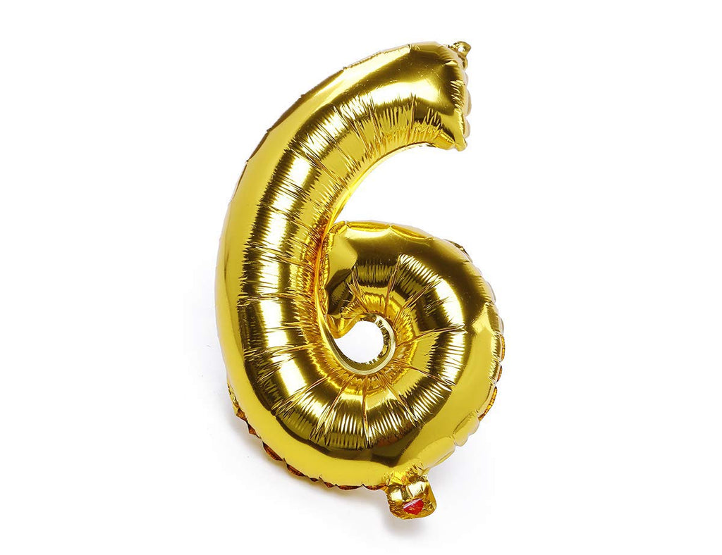 Electomania 15" inch Number 6 Foil Balloons, Kids Party Supplies, Theme Birthday Party, Foil Balloons, Birthday Balloons - Golden