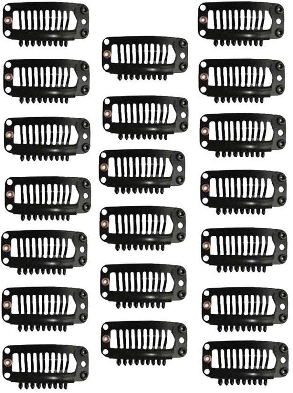 Electomania  40 Pcs Clips 9-Teeth Snap-Comb Wig Clips with Rubber for Hair Extension Wigs Weft Hairpiece DIY Clips (Black)