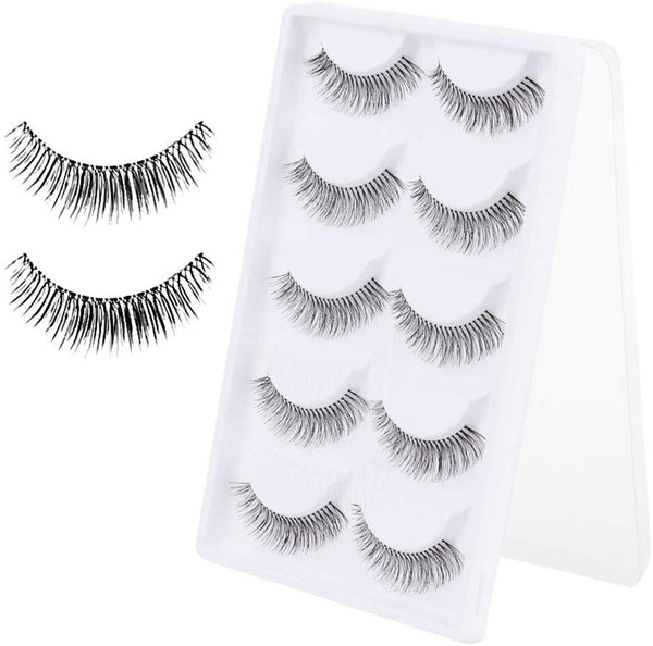 Electomania 5 Pairs Cotton Stalk Natural Long False Eyelashes (Black, 109)