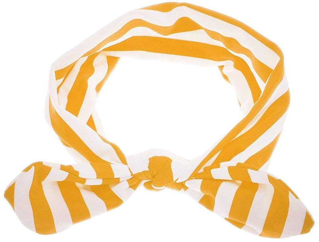 Electomania Hot Baby's Girl's Kids Cute Bow Headband Stripe Hairband Turban Soft Headwear Accessories (Yellow)