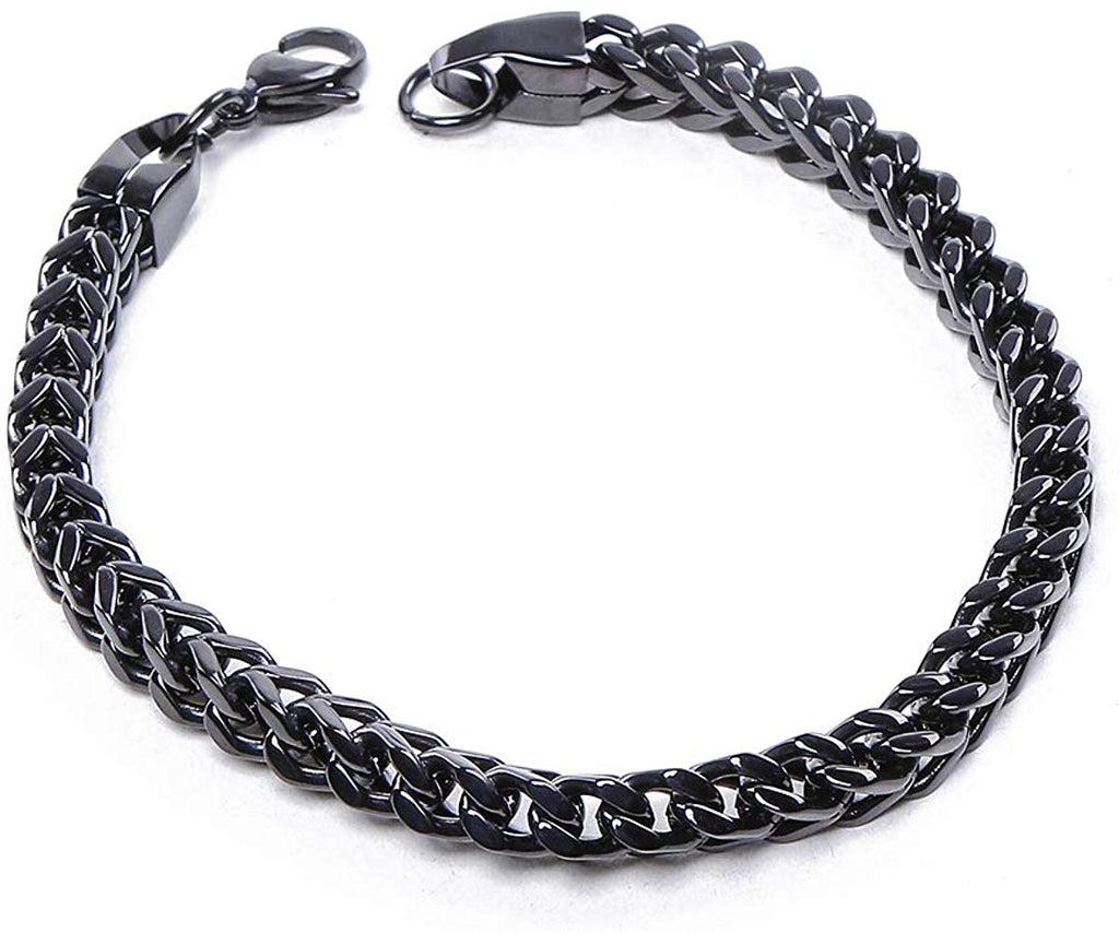 Electomania 6mm Wide Curb Chain Bracelet for Men Women Stainless Steel High Polished Bracelets
