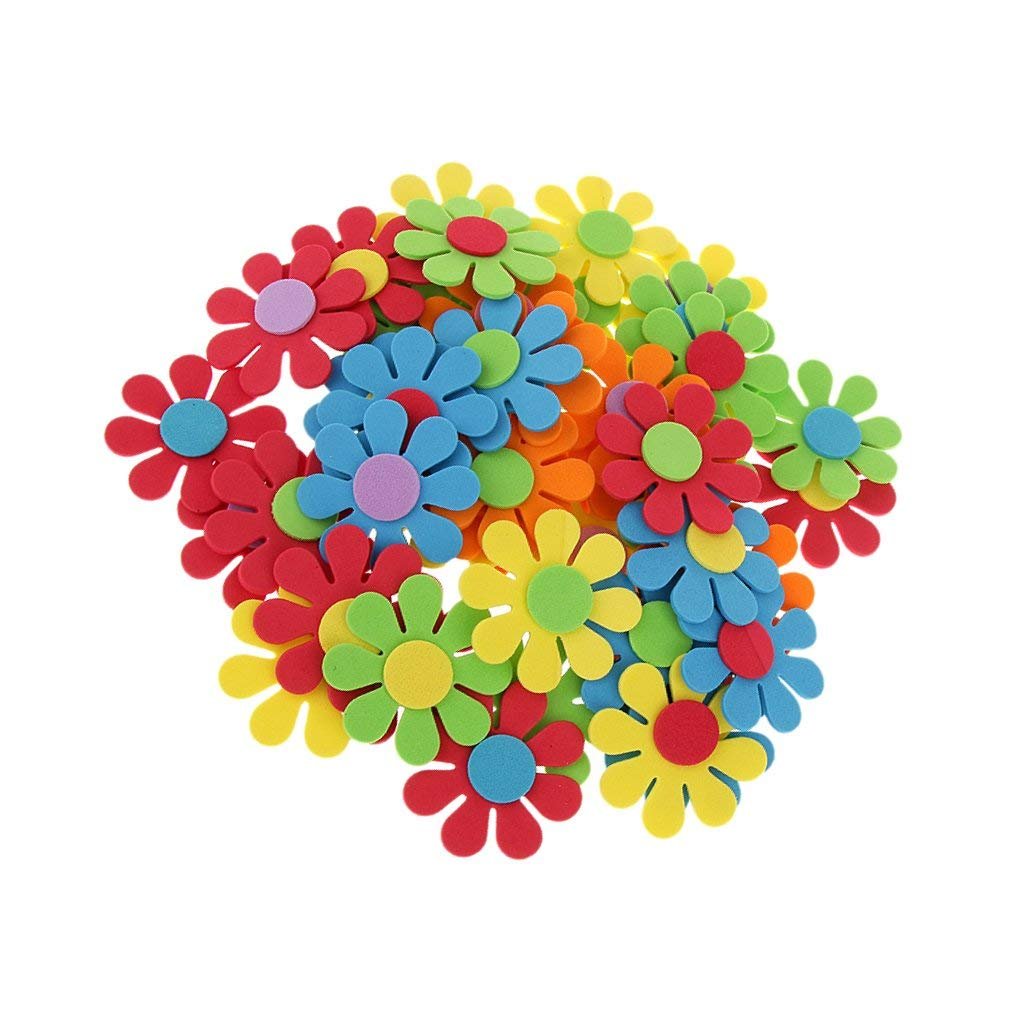 Electomania Mixed Foam Flower Shapes Kids Children Decoration Crafting 50 in 1 Set (Random Colour)