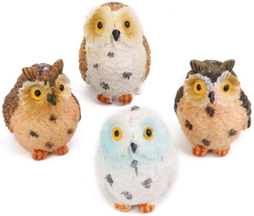 Electomania® Toy Dollhouse Bonsai Craft Garden Resin Landscape Owls Decor 4 Pcs （Multicolor）