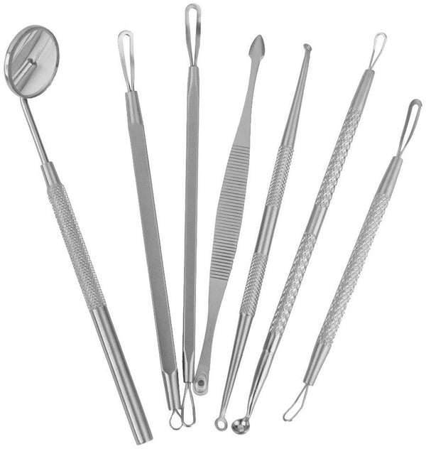 Electomania 7pcs Stainless Steel Anti-Slid Handle Blackhead Remover Tools Kit with Case