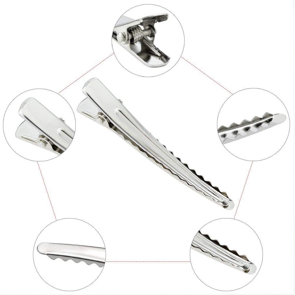 Electomania  50pcs Metal Single Prong Alligator Hair Clips Barrette for Bows DIY accessories hairpins (Silver)