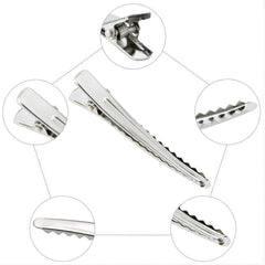 Electomania  50pcs Metal Single Prong Alligator Hair Clips Barrette for Bows DIY accessories hairpins (Silver)